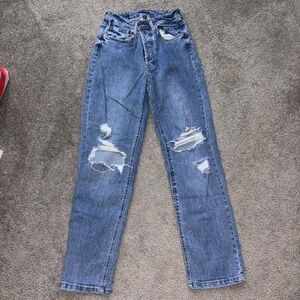 High waisted straight leg jeans